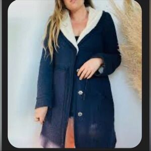 Saturday Sunday Navy Coat w/ Sherpa Lining